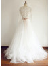 A Line Lace Tulle Full Length Wedding Dress